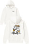 Kadeh Cheers Design Printed Oversized White Hooded Sweatshirt