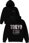 Tokyo Design Printed Oversized Black Hooded Sweatshirt