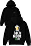 Beer Mode on Design Printed Oversize Black Hooded Sweatshirt