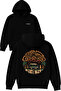 Ram Ram Design Printed Oversized Black Hooded Sweatshirt