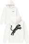 Leaping Tiger Design Printed Oversized White Hooded Sweatshirt
