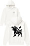 Bull 1 Design Printed Oversized White Hooded Sweatshirt