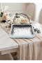 Silver Crystal Pattern Pearl Detailed Stone Handle Evening Dress Bag Night Wedding Portfolio - 6