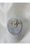 Steel Ring Baguette Zircon Stone Adjustable Gold - 2