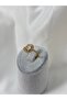 Steel Ring Baguette Zircon Stone Adjustable Gold - 3