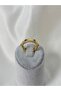 Steel Ring with Blue Zircon Stone Adjustable Thick Gold