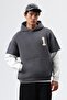 Oversized Sleeve Detailed Hooded Sweatshirt Smoked - 3