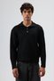 Polo Neck Soft Textured Knitwear Sweater Black - 5