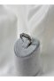 Steel Ring with Zircon Stone Ivy Model Silver - 2