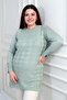 Women's Large Houndstooth Pattern Sleeves Button Detailed Plus Size Tunic Blouse