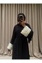 Black Abaya with Rose Detail on the Sleeves - 2