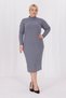 Women's Gray Turtleneck Stretchy Twist Knitwear Plus Size Dress - 3