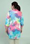 Women's Sleeve Fold Embroidered Plus Size Tie-Dye Long Shirt - 4