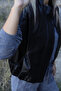 Black Leather Bomber Vest - 3