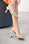Women's Strappy Design Heeled Slippers Core Silver - 5