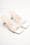 Women's Strappy Design Heeled Slippers Core White Patent Leather