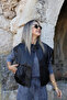 Black Leather Bomber Vest - 2