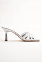 Women's Strappy Design Heeled Slippers Core Silver - 3