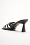 Women's Strappy Design Heeled Slippers Core Black Patent Leather - 4