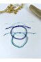 3-Piece Unisex Rope Bracelet Set Blue Navy Blue Sea Tones - 2