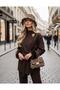 Fur-Detail Long Sleeve Stylish Women's Jacket with Belt and Brooch - 2