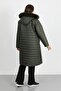 Women's Khaki Long Puffer Oversized Coat - 3
