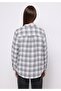 Regular Fit Shirt Neck Plaid Women's Gray Long Sleeve Shirt - 2