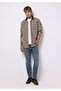 Comfort Fit Shirt Neck Checkered Men's Brown Long Sleeve Shirt - 3