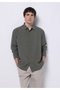Comfort Fit Shirt Neck Plain Men's Green Long Sleeve Shirt