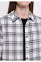 Regular Fit Shirt Neck Plaid Women's Gray Long Sleeve Shirt - 4