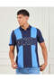 Men Navy Striped Polo Shirt