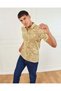 Men Beige Floral Print Polo Shirt - 5