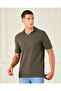 Men Olive Jacquard Polo Shirt