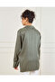 Women Olive Button Down Jacquard Blouse - 3