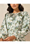 Women Green Shoulder Quilted Printed Blouse - 4