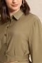Women Olive Waist Pleated Detailed Shirt - 5