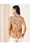 Women Orange Printed Drop Shoulder Button Down Shirt - 3