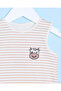 Baby Beige Striped Bodysuit - 2
