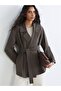 سترة بليزر نسائية من LCW Modest Belted قصة فضفاضة