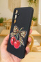 Samsung Galaxy S25 Compatible Cherry Leopard Bow Patterned Silicone Shock-Absorbing Classic Rubber Case - 3