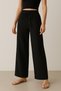 Women's Black Color Muslin Elastic Waist Drawstring Flowy High Waist Comfortable Fit Palazzo Pants - 3