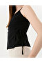 Black Organic Cotton Wrap Blouse with Adjustable Straps and Tie at the Waist - 3