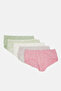 Women Pink Print Boyleg Brief Set (Pack of 5) - 4