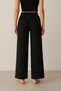 Women's Black Color Muslin Elastic Waist Drawstring Flowy High Waist Comfortable Fit Palazzo Pants - 5