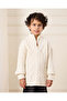 Boys White Half Zipper Cable Knit Jumper