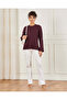 Women Purple Button Detailed Drop Shoulder Knit Top - 2