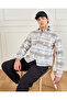 Men Beige Check Shacket With Sherpa Linning - 5