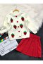 Girl's Grape Applique Knitwear Double Set - 2