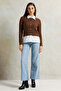 Women Beige Collared Mock Neck Sweater With Front Buttons - 2