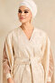 Women Beige Belted Open Front Shirt - 4
